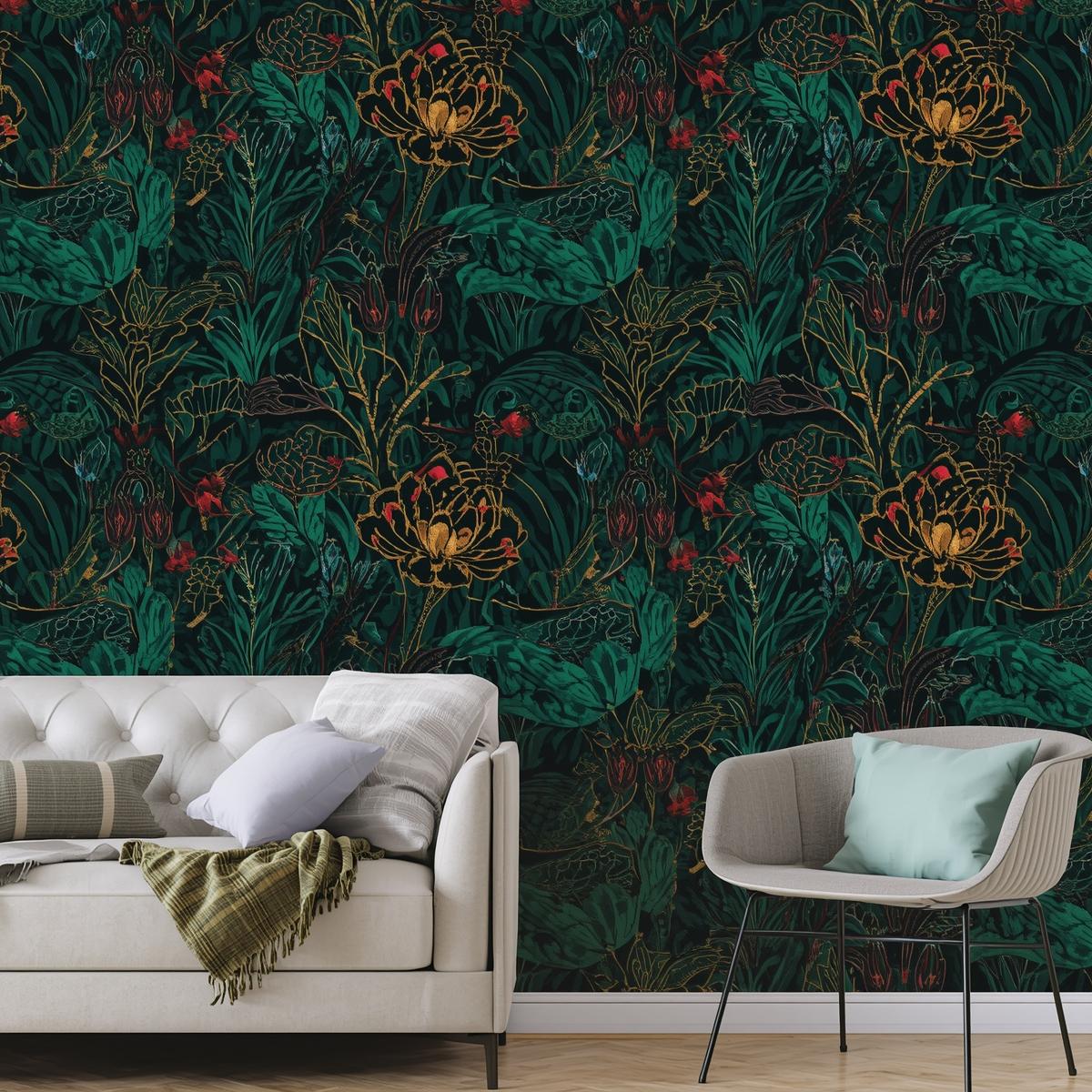 Un papier peint panoramique design et haut de gamme. Sur un seul mur dans une pièce. (1)